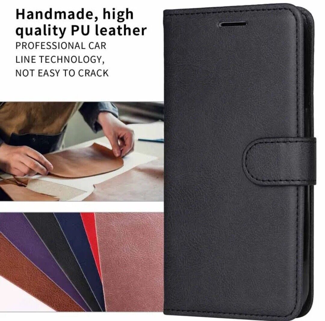 iPhone 16e / 16/15/14/13/12/11 (Pro/Pro Max/X/XS/XR/SE) Leather Wallet Case - Magnetic Flip Cover with Card Slots & Kickstand