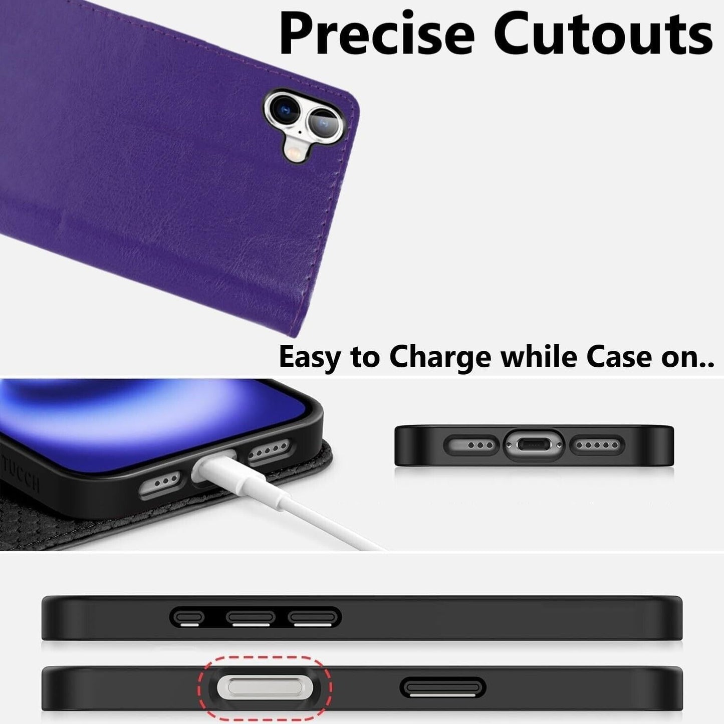 iPhone 16e / 16/15/14/13/12/11 (Pro/Pro Max/X/XS/XR/SE) Leather Wallet Case - Magnetic Flip Cover with Card Slots & Kickstand
