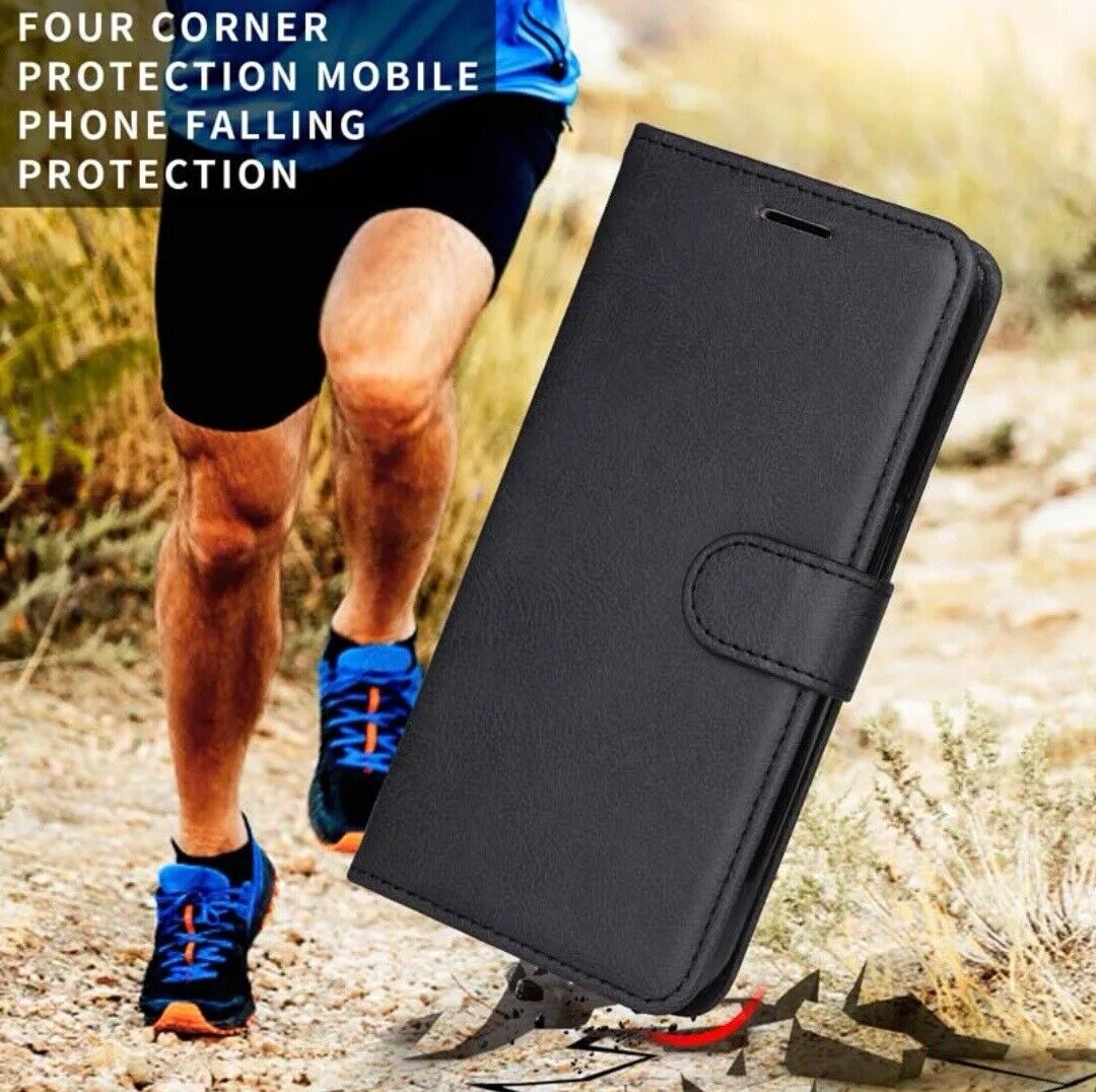 iPhone 16e / 16/15/14/13/12/11 (Pro/Pro Max/X/XS/XR/SE) Leather Wallet Case - Magnetic Flip Cover with Card Slots & Kickstand
