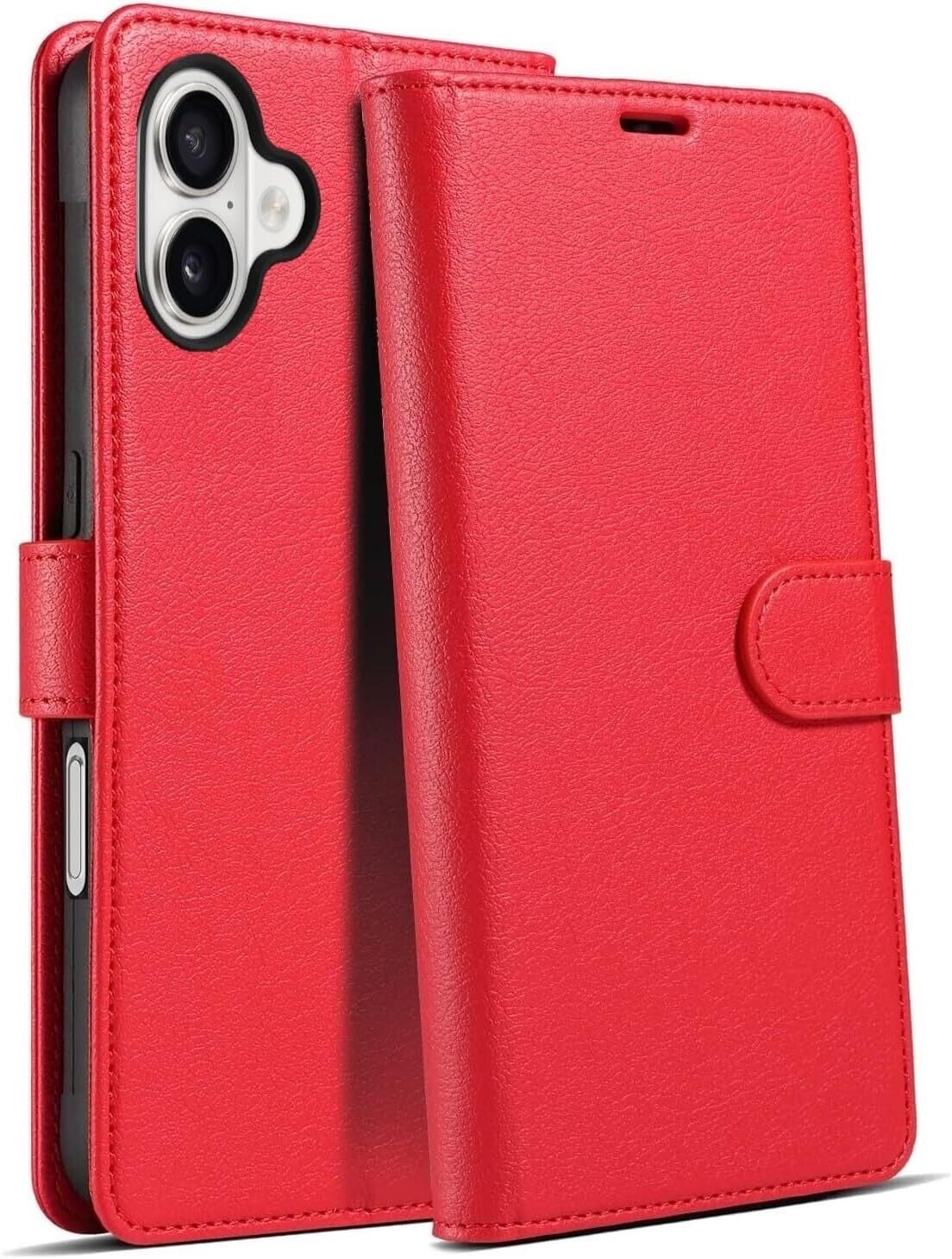 iPhone 16e / 16/15/14/13/12/11 (Pro/Pro Max/X/XS/XR/SE) Leather Wallet Case - Magnetic Flip Cover with Card Slots & Kickstand