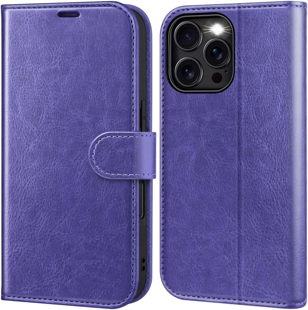 iPhone 16e / 16/15/14/13/12/11 (Pro/Pro Max/X/XS/XR/SE) Leather Wallet Case - Magnetic Flip Cover with Card Slots & Kickstand
