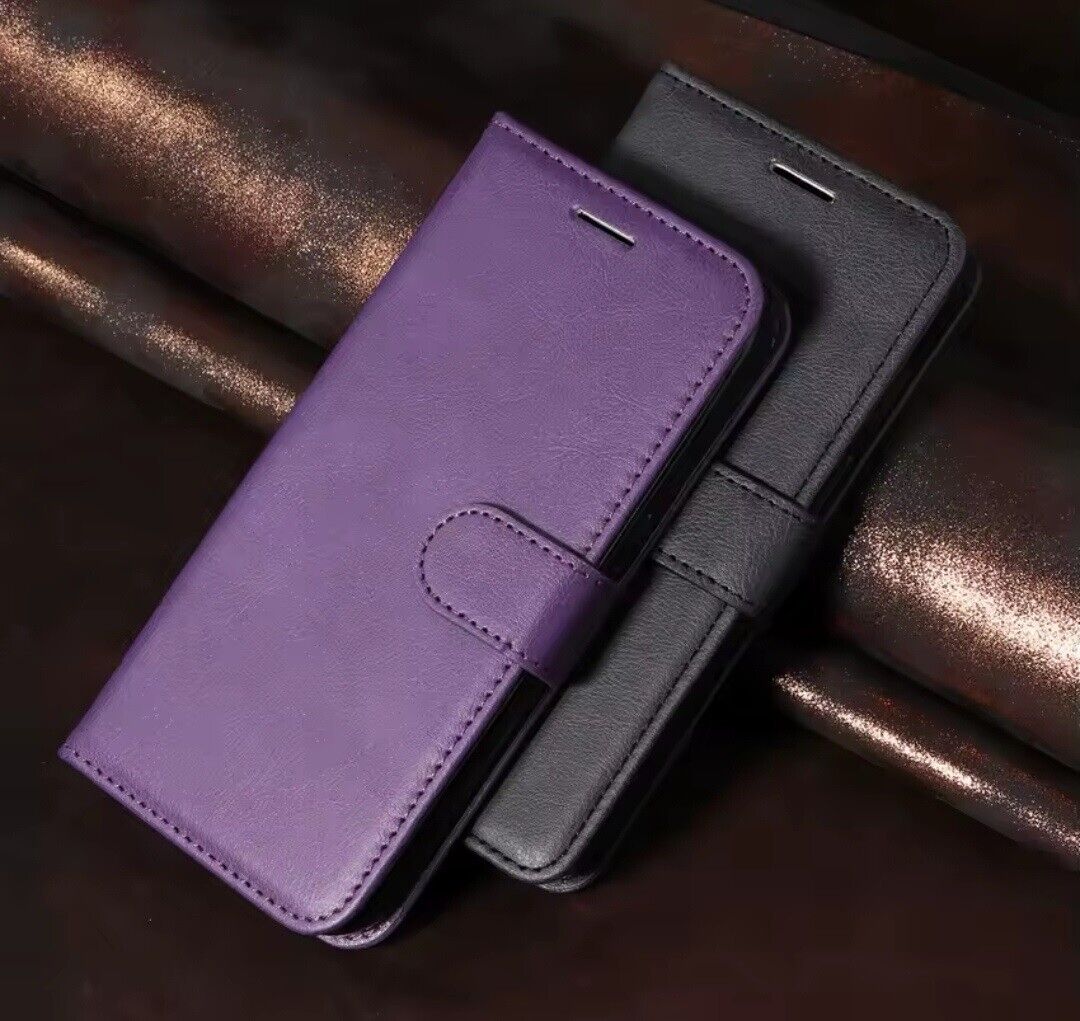 iPhone 16e / 16/15/14/13/12/11 (Pro/Pro Max/X/XS/XR/SE) Leather Wallet Case - Magnetic Flip Cover with Card Slots & Kickstand