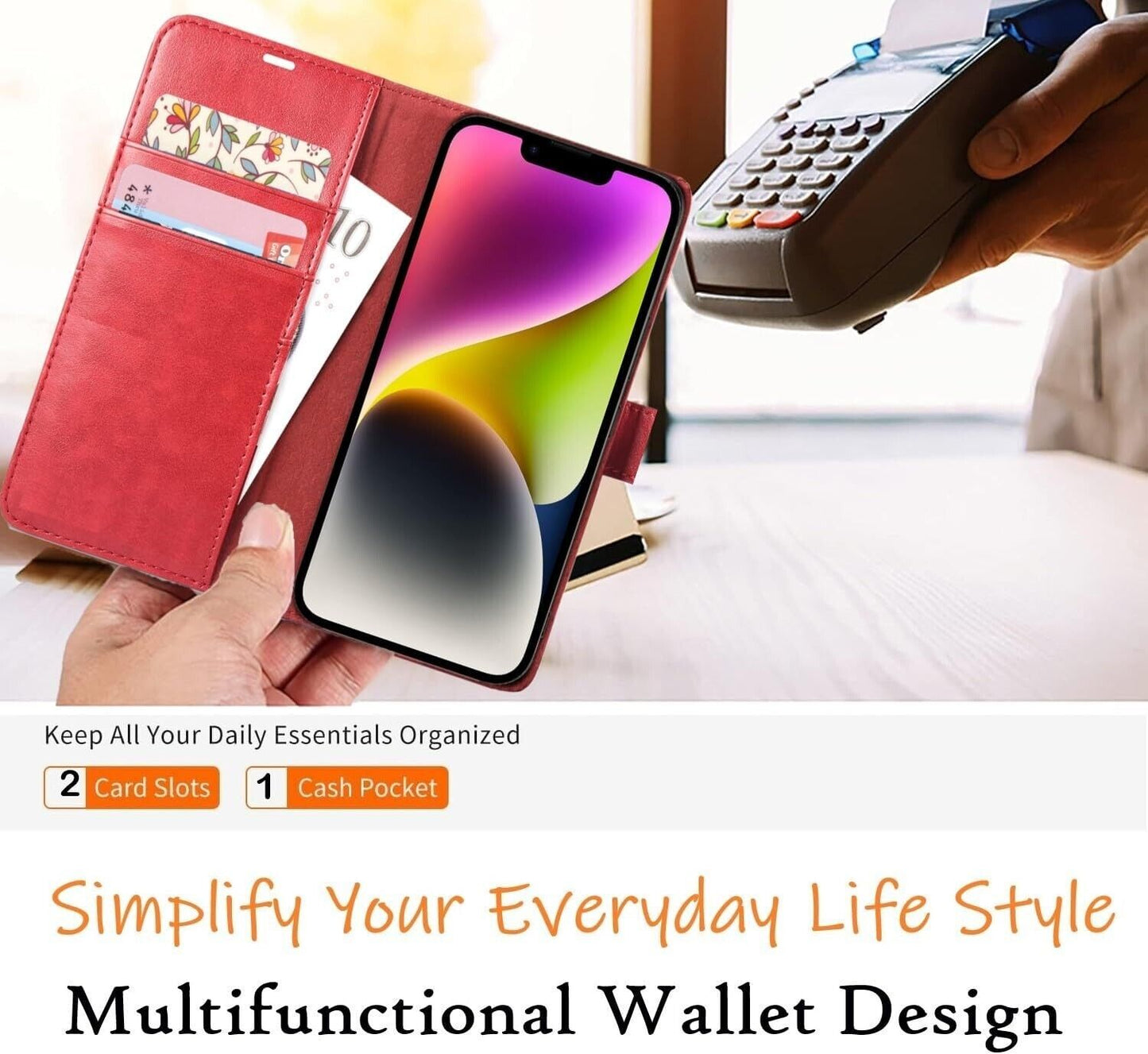 iPhone 16e / 16/15/14/13/12/11 (Pro/Pro Max/X/XS/XR/SE) Leather Wallet Case - Magnetic Flip Cover with Card Slots & Kickstand